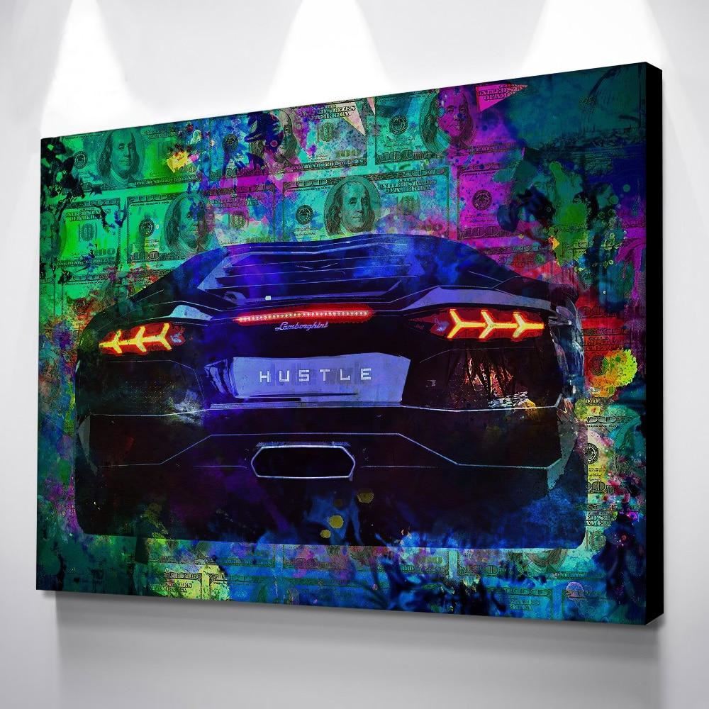 Picture Wall Art Posters Sports Car Money Painting Posters And Prints Canvas