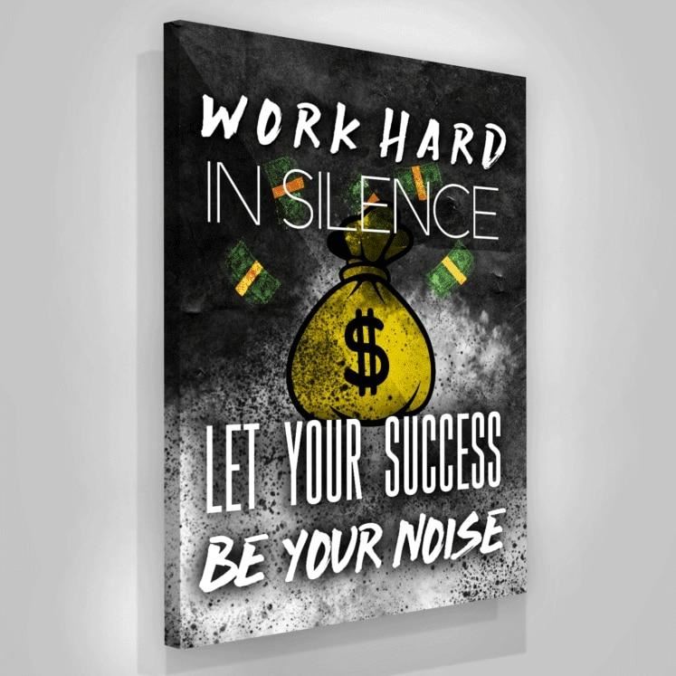 Paintings Wall Art Canvas Money Yellow Modular Work Hard Picture Cartoon Cute HD