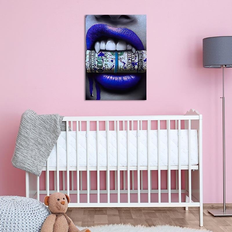 Modern Poster Money Lips Art Poster Wall Art Canvas Painting Wall Art for Living 12x16