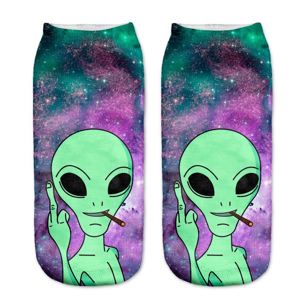 New arrival Women Low Cut Ankle Socks Funny Aliens 3D Printing Sock Cotton Hosie