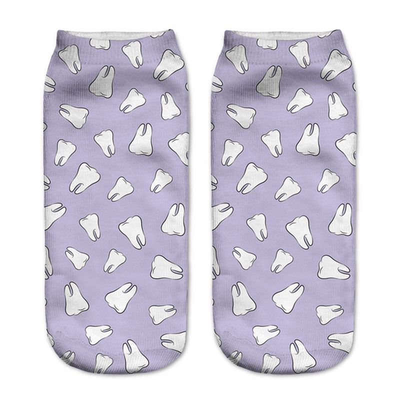 New arrival Women Low Cut Ankle Socks Funny Aliens 3D Printing Sock Cotton Hosie