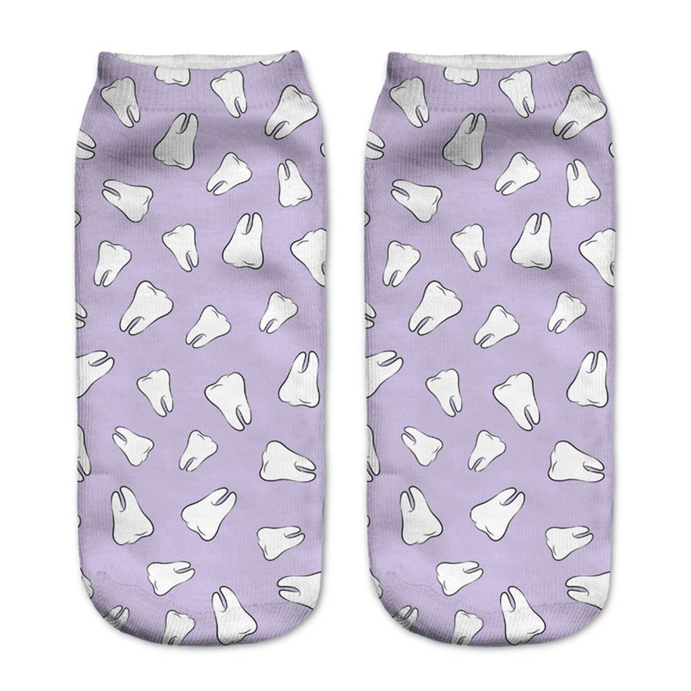 New arrival Women Low Cut Ankle Socks Funny Aliens 3D Printing Sock Cotton Hosie