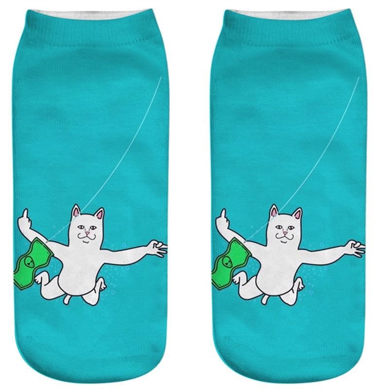 New arrival Women Low Cut Ankle Socks Funny Aliens 3D Printing Sock Cotton Hosie