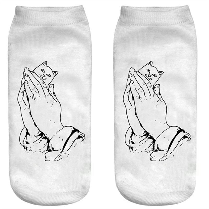 New arrival Women Low Cut Ankle Socks Funny Aliens 3D Printing Sock Cotton Hosie