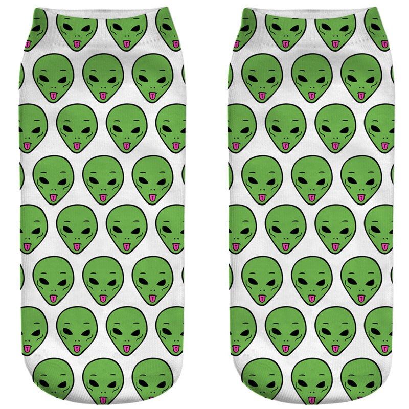 New arrival Women Low Cut Ankle Socks Funny Aliens 3D Printing Sock Cotton Hosie