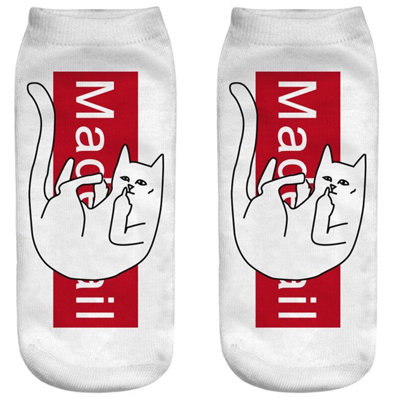 New arrival Women Low Cut Ankle Socks Funny Aliens 3D Printing Sock Cotton Hosie