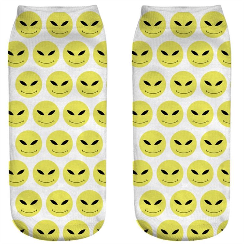 New arrival Women Low Cut Ankle Socks Funny Aliens 3D Printing Sock Cotton Hosie