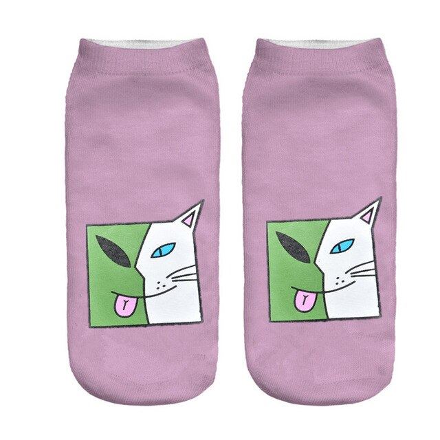 New arrival Women Low Cut Ankle Socks Funny Aliens 3D Printing Sock Cotton Hosie