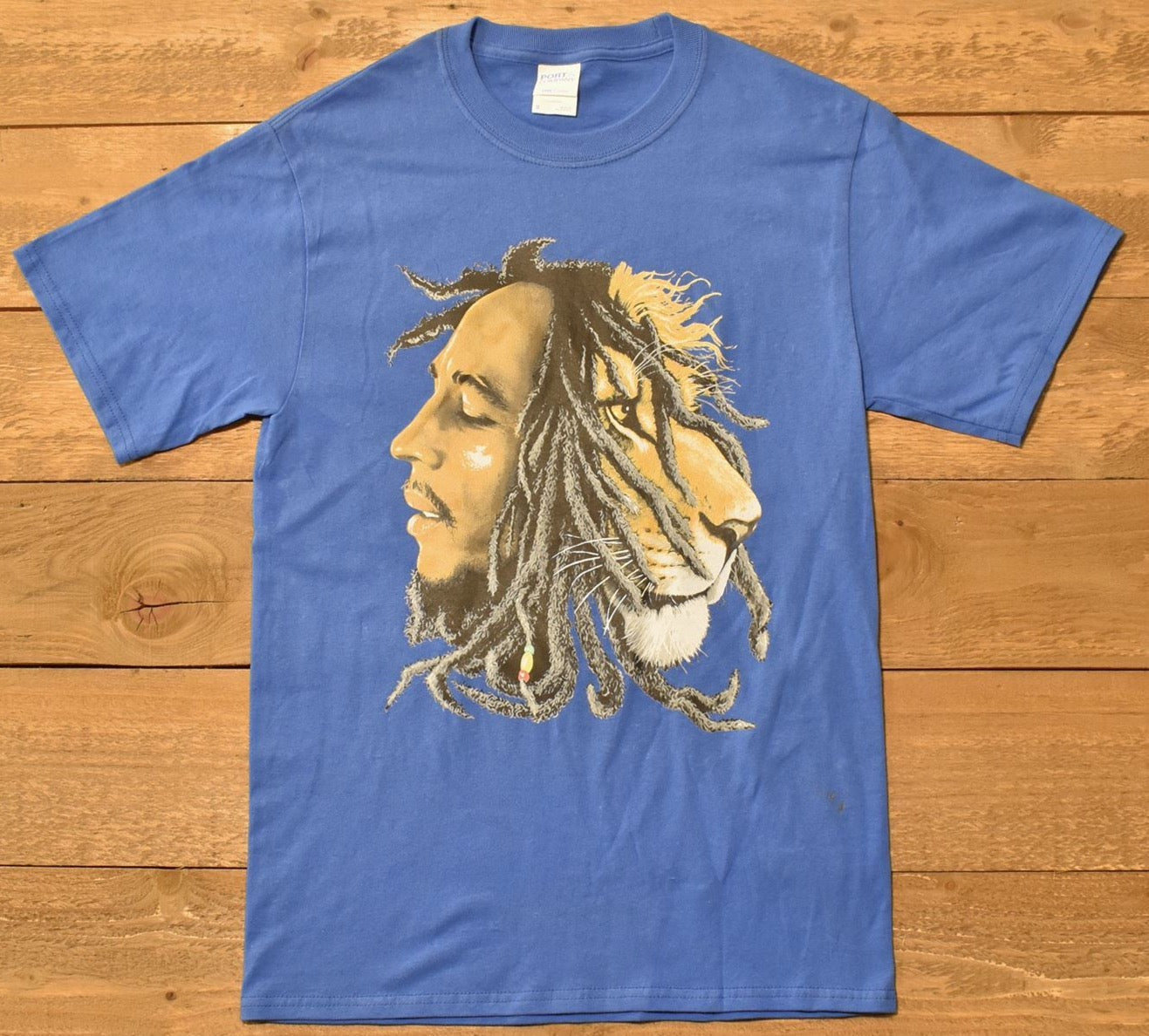Bob Marley Mens T-Shirt Small Bob Marley and lion t shirt Port and Company Tear