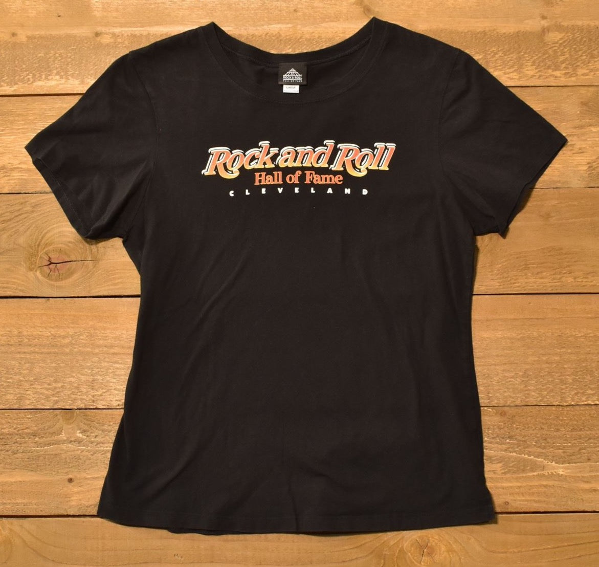 Rock and roll Hall of fame Cleveland large female T-shirt