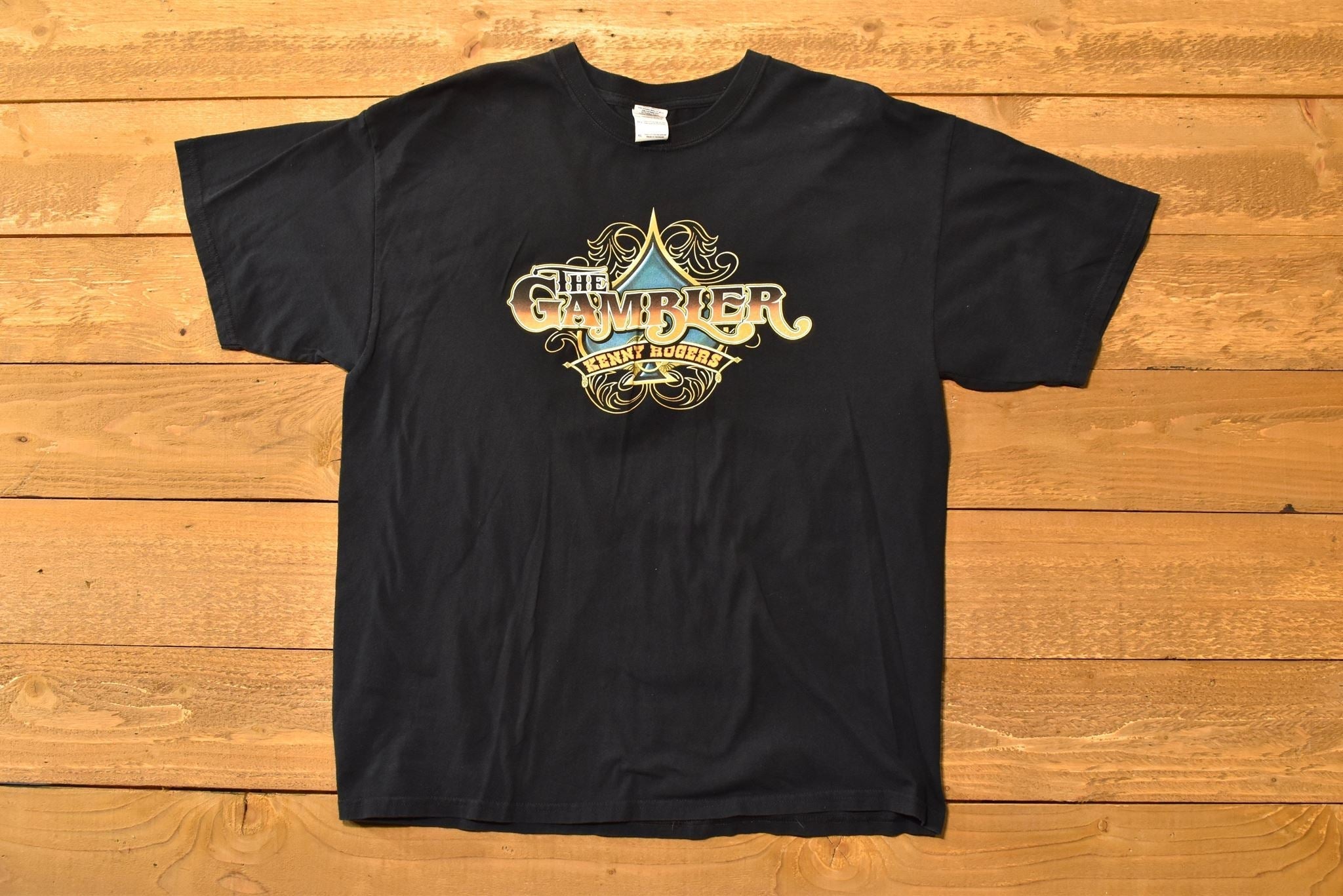 Kenny Rogers XL t shirt The Gambler Black Tee used Mens t shirt