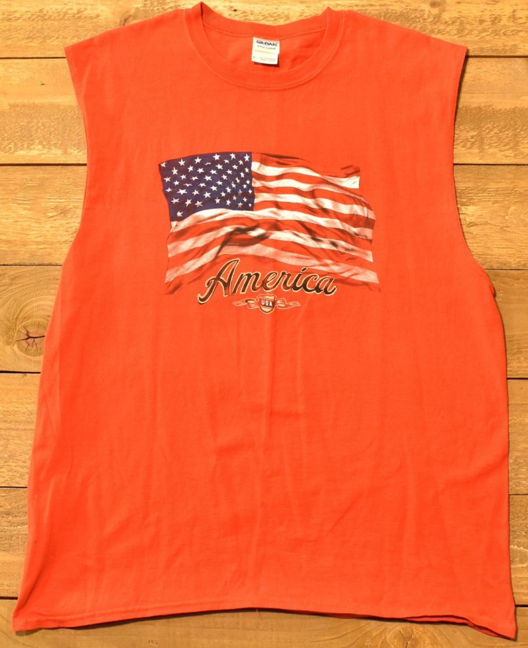 American Red Mens Cut off t-shirt XL USA Tee Used