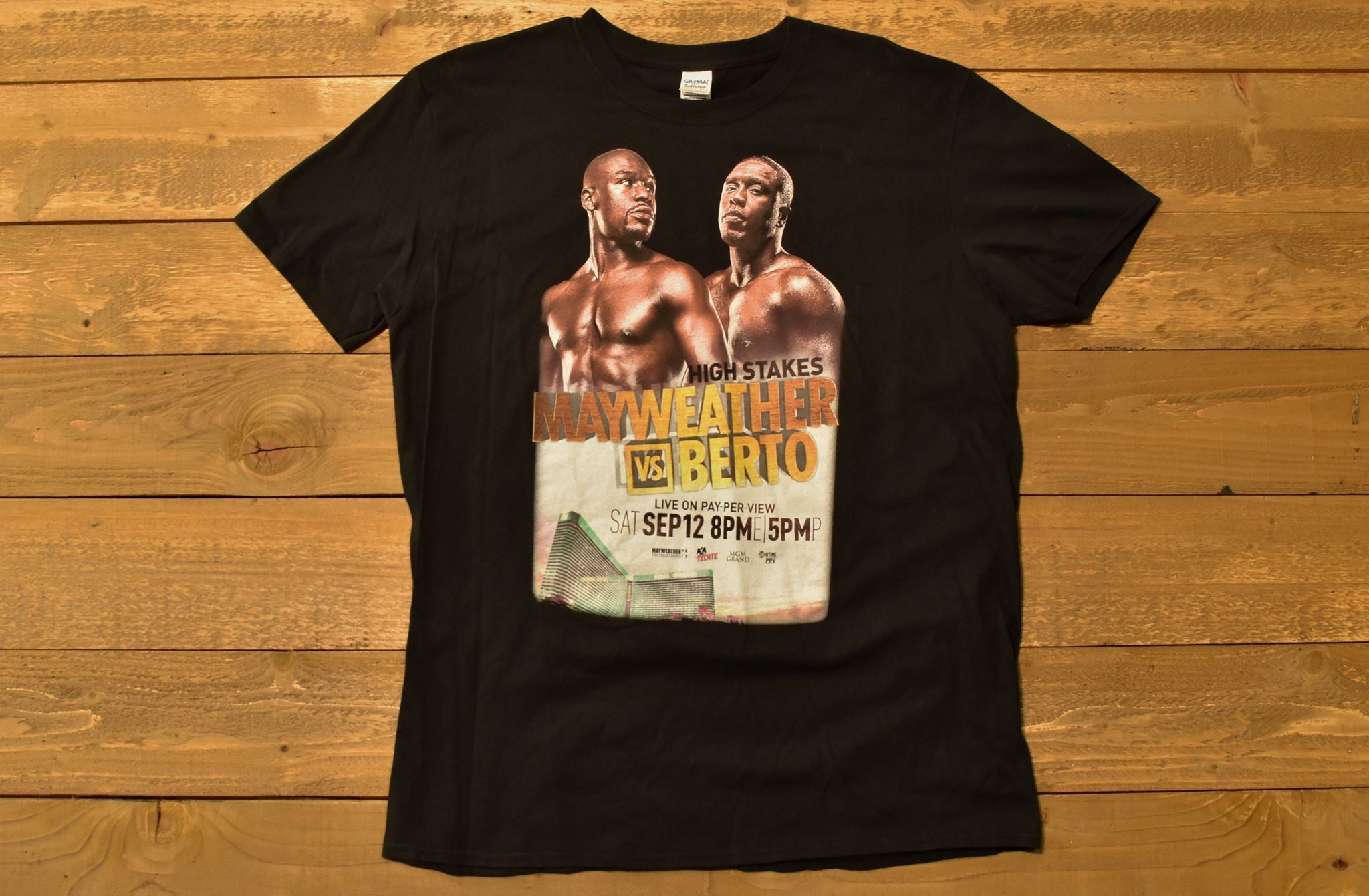 Mayweather T Shirt Mens XL Vs Berto Used authentic Tee - Sep 12 Boxing T Shirt