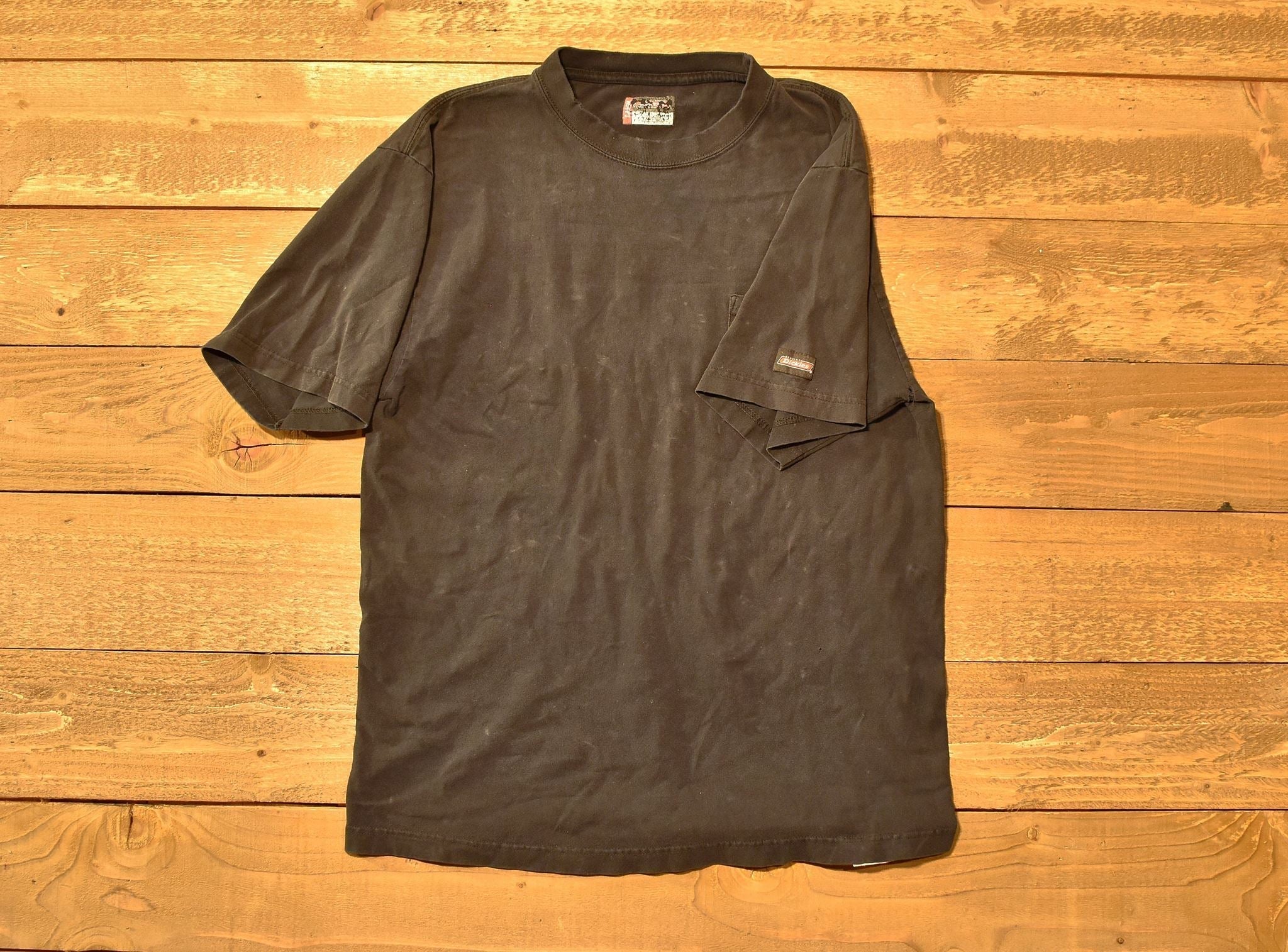 Dickies - t shirt faded chest pocket black faded shirt Used - Work shirt