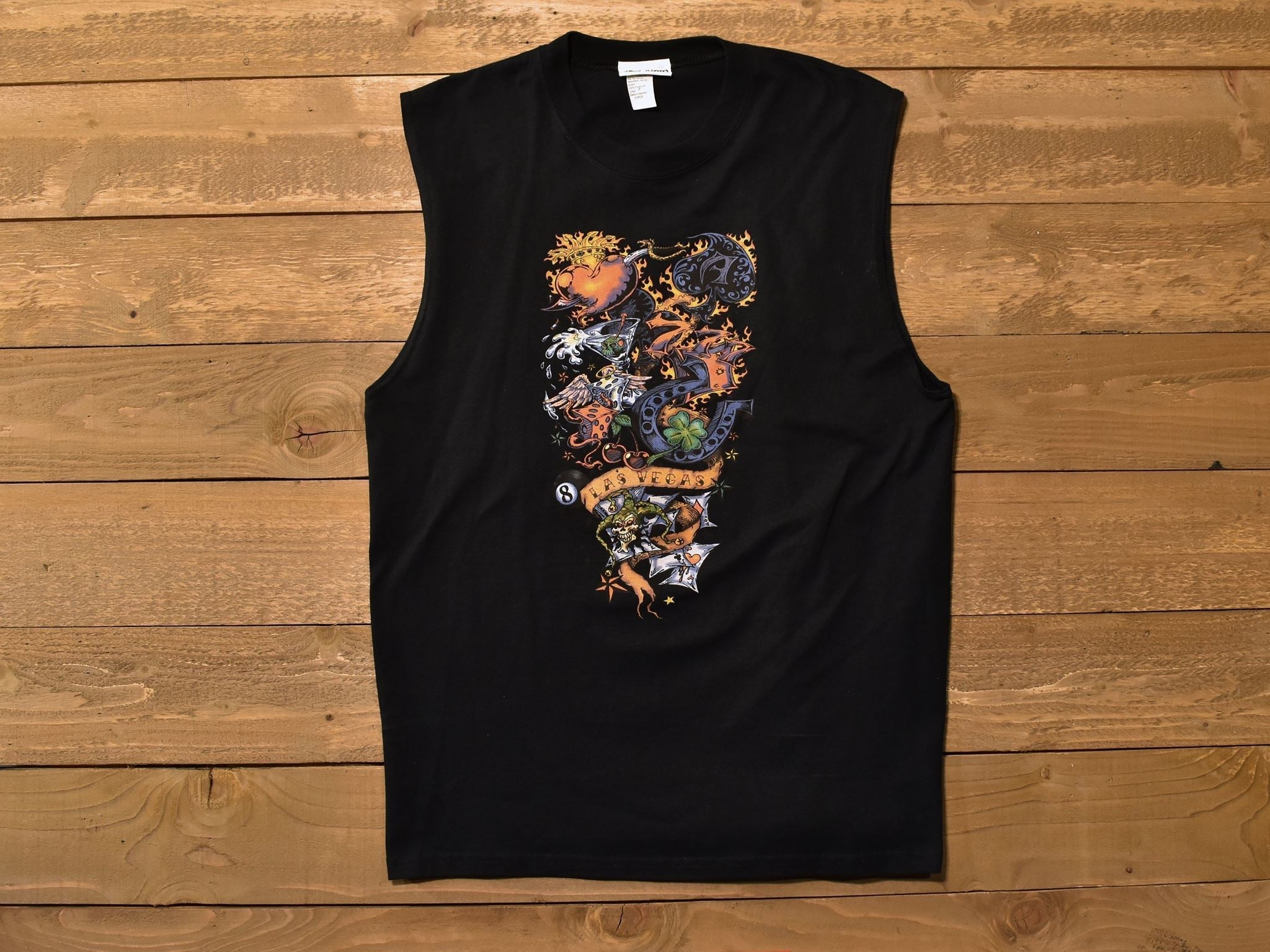 The Strip Las Vegas X large mens cut off tee L used