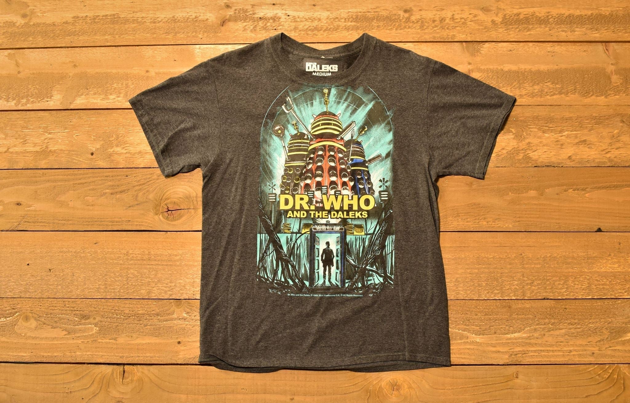 Doctor Who Mens t shirt Medium Daleks Grey Authentic Branded Tee shirt Used