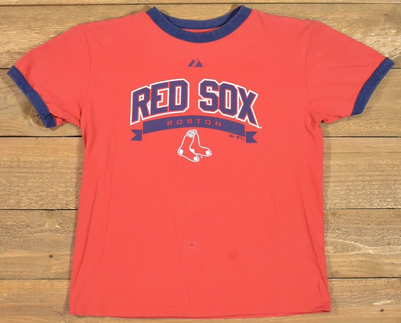 Boston red Sox youth Large t shirt MLB Baseball Kids Tee Red Used