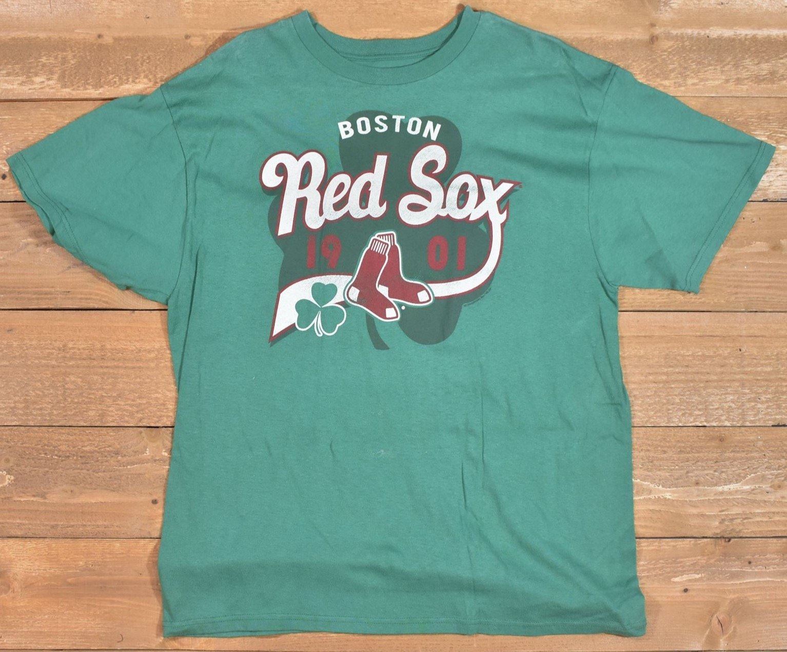 Boston Red Sox XL - Shirt MLB Baseball Tee Green Lucky 1901 Authentic Used