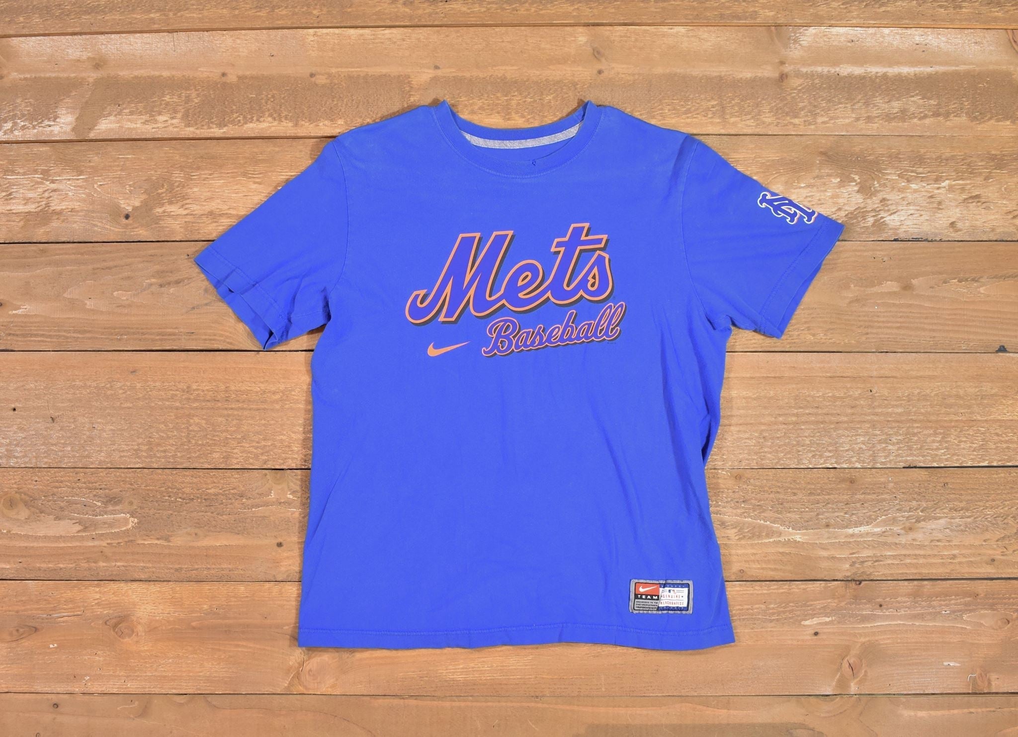 Mets Baseball Nike t shirt Used mens Medium blue tee MLB Baseball shirt