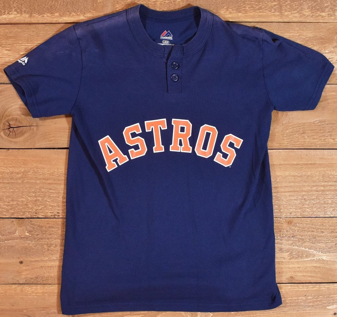 Astros MLB Authentic Large Youth Majestic t shirt Kids used Button Up