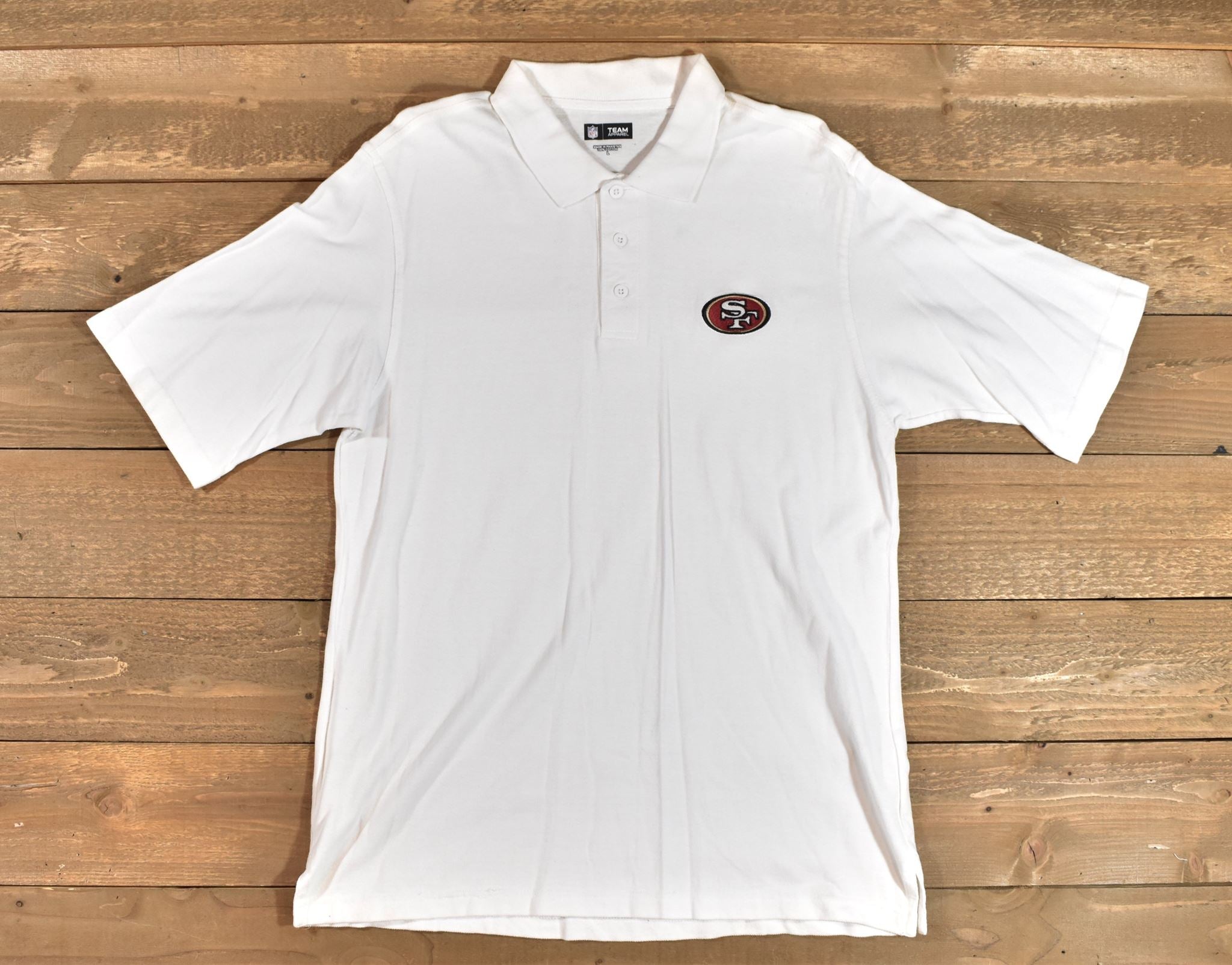 San Fransisco 49ers NFL Football white polo top mens Large Authentic USED