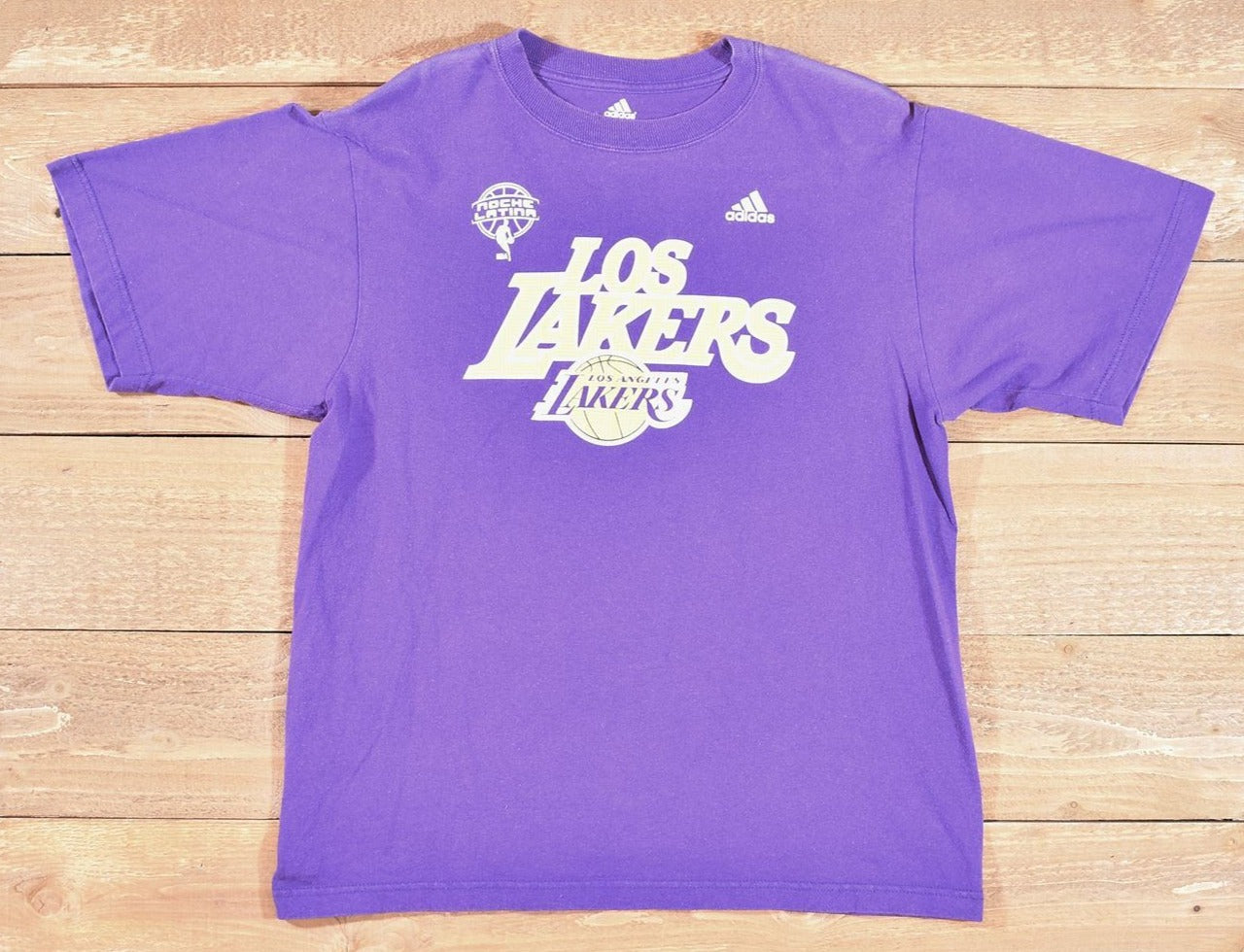 Los Angeles Lakers Mens T-shirt Small Adidas Authentic Used Noche Latina