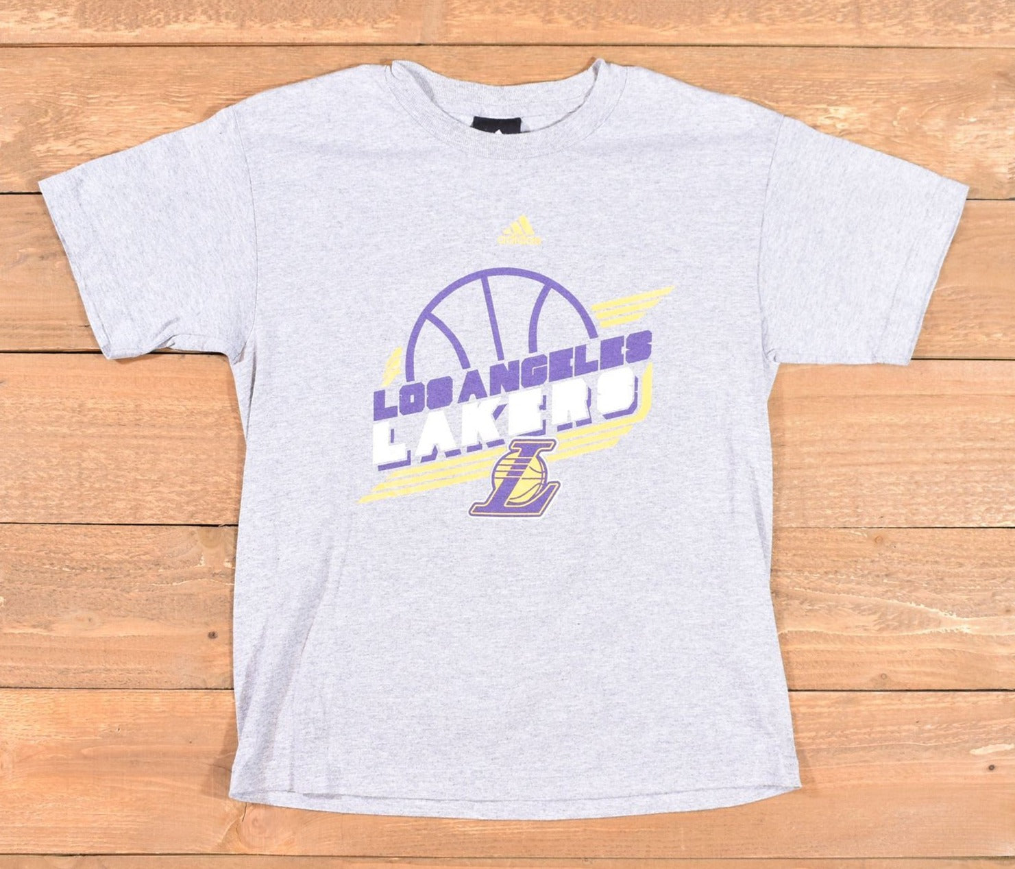 Los angels Lakers Youth T-shirt Kids Large Authentic Adidas Grey Shirt NBA Laker