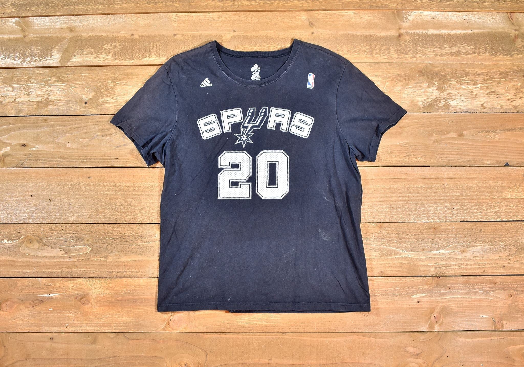 GinoBili 20 XL Spurs t shirt Kids Black NBA Adidas Shirt