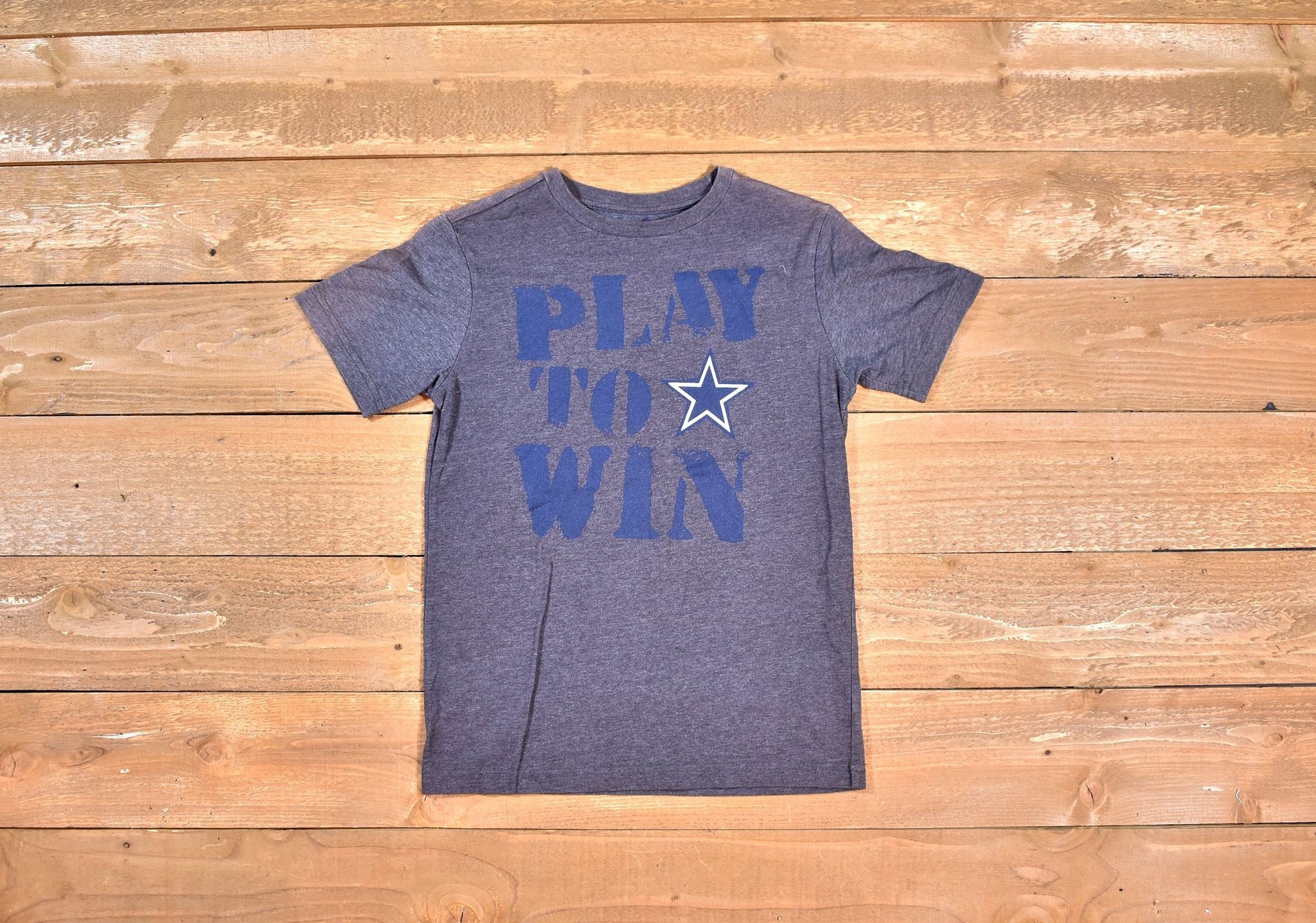 Dallas Cowboys mens t shirt Dark Grey Used NFL Football Play to Win Large Youth