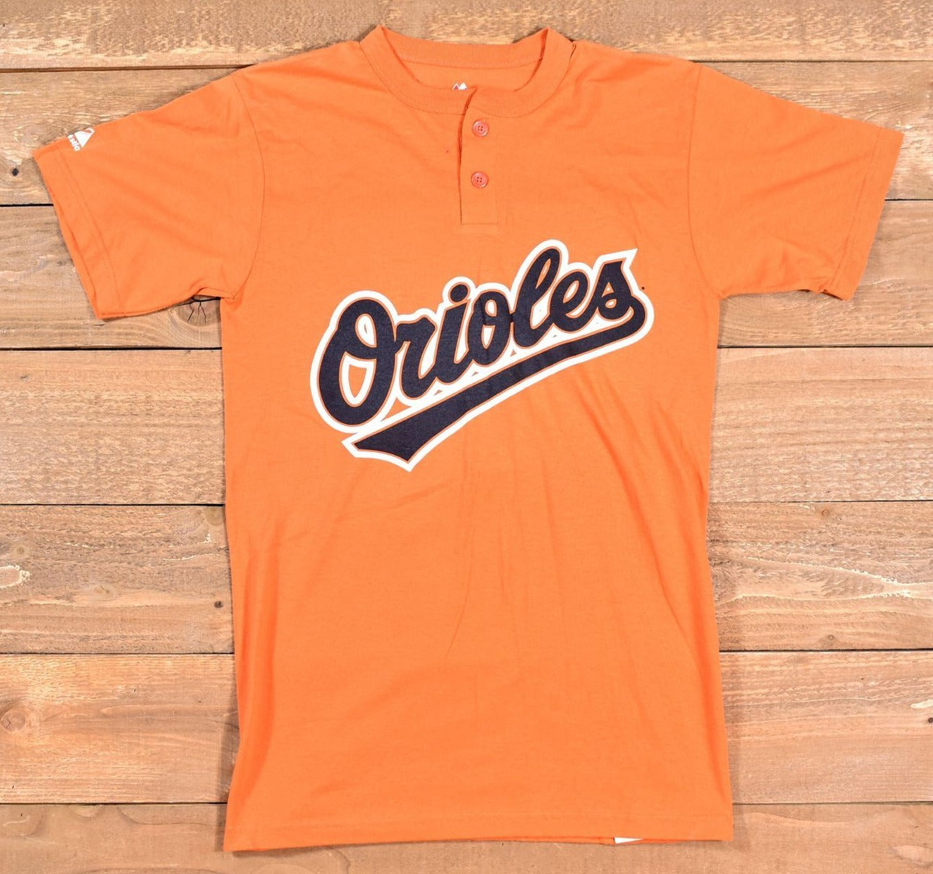 Orioles MLB t shirt orange baseball shirt button used tee mens Small