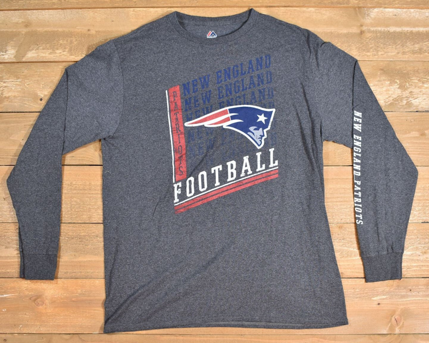 New England Patriots Long Sleeve mens shirt NFL Football Used Dark Grey XL