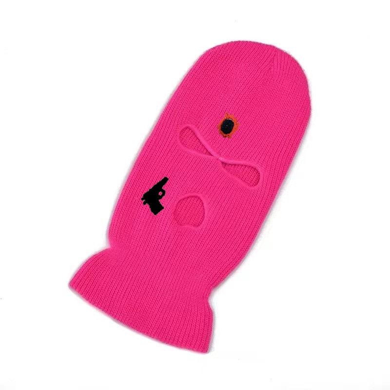 Embroidery Gun Pistol Balaclava Ski Face Mask Full Face Cover Ski Mask Double Th