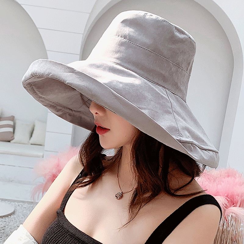 K34 Fashion Summer Big Brim Sun Hat For Female Seaside Sun Protection UV Cap Jap