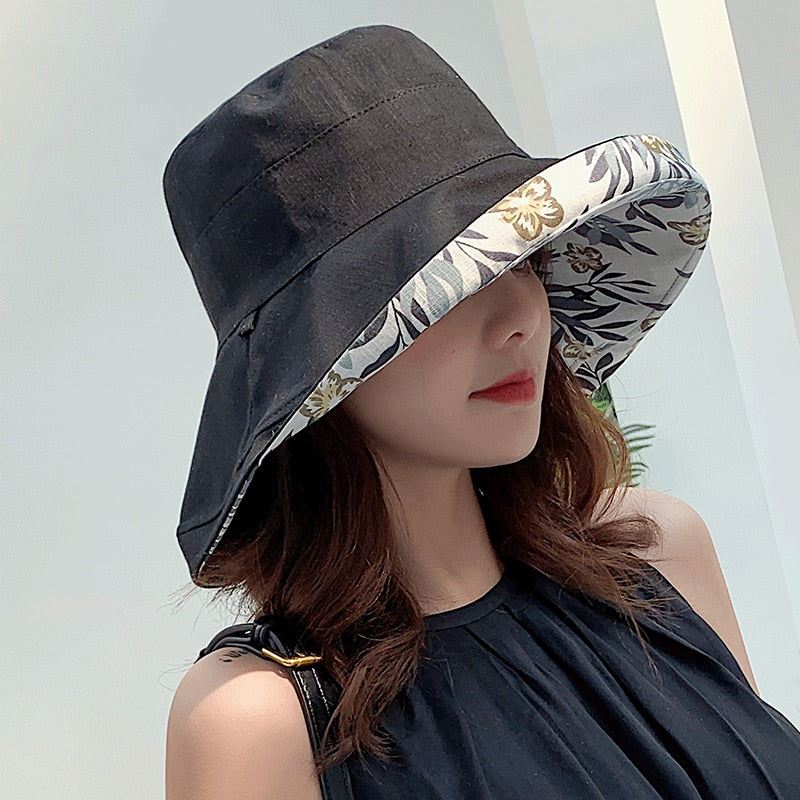 K34 Fashion Summer Big Brim Sun Hat For Female Seaside Sun Protection UV Cap Jap