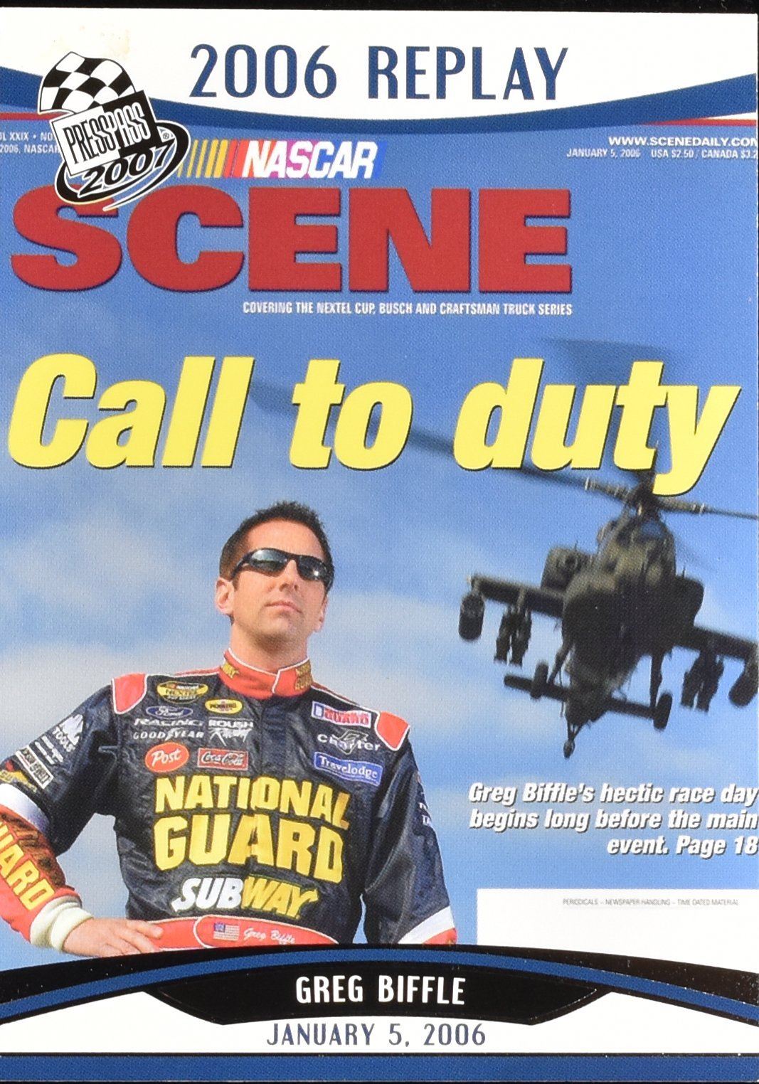 Greg Biffle 2006 Replay Nascar Card Call to duty