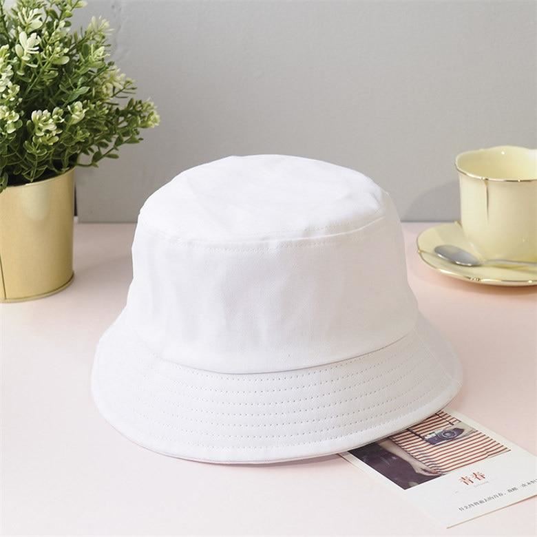 New Unisex Cotton Bucket Hats Women Summer Sunscreen Panama Hat Men Pure Color S
