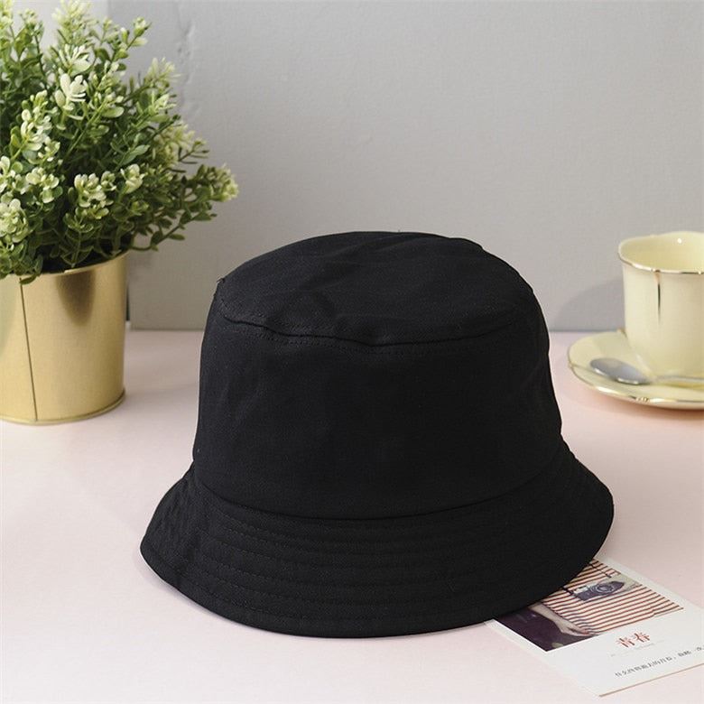 New Unisex Cotton Bucket Hats Women Summer Sunscreen Panama Hat Men Pure Color S