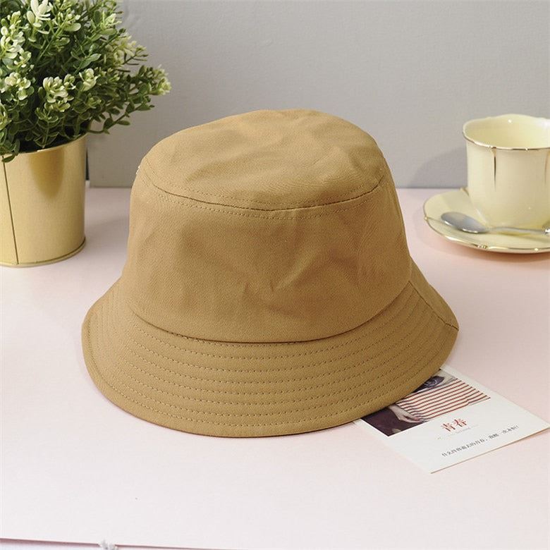 New Unisex Cotton Bucket Hats Women Summer Sunscreen Panama Hat Men Pure Color S