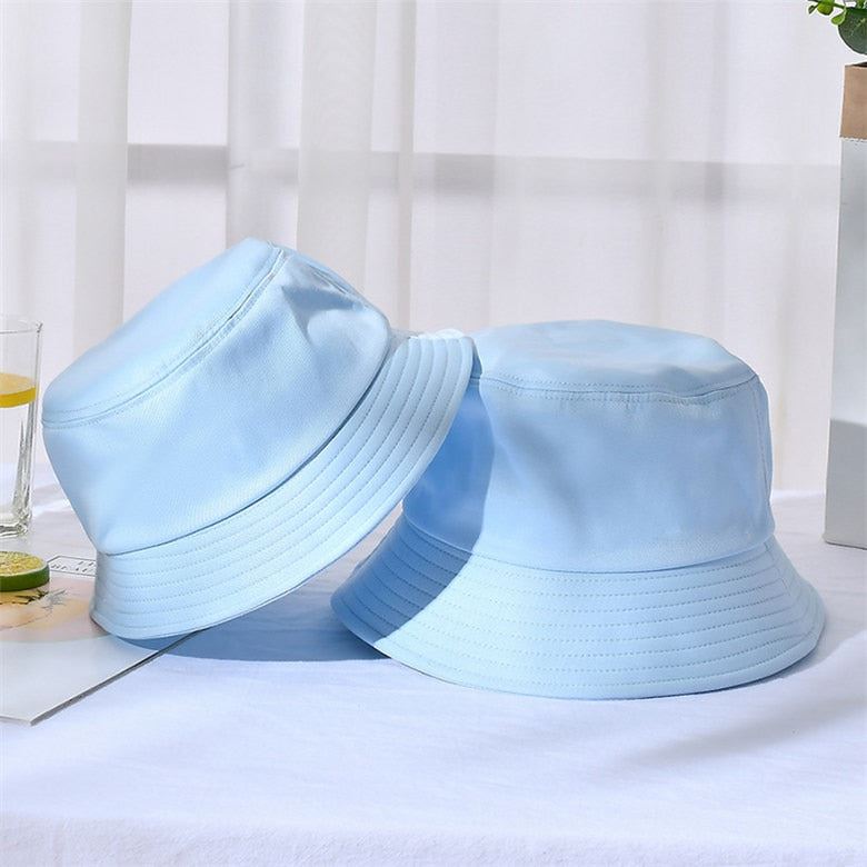New Unisex Cotton Bucket Hats Women Summer Sunscreen Panama Hat Men Pure Color S