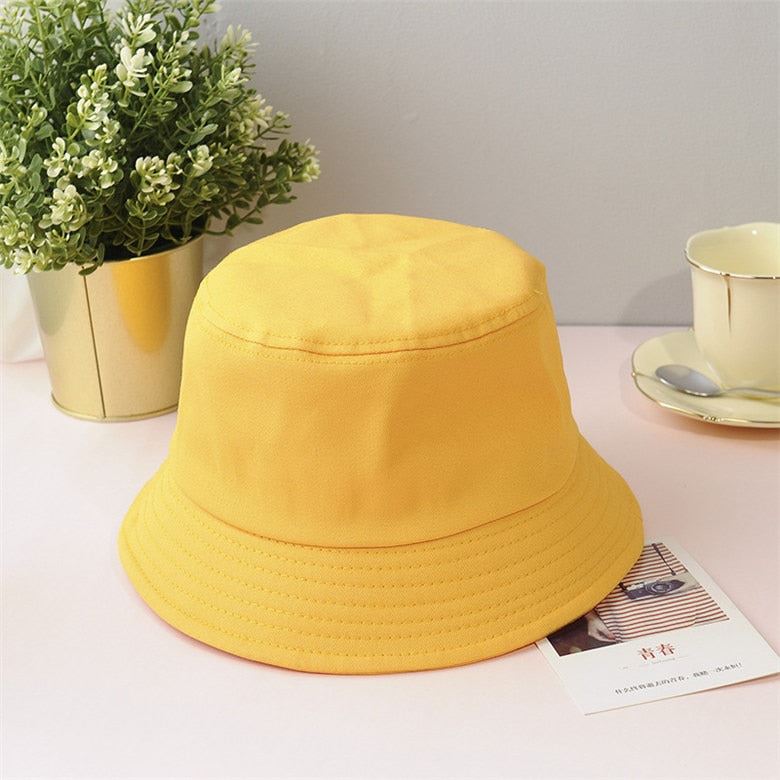 New Unisex Cotton Bucket Hats Women Summer Sunscreen Panama Hat Men Pure Color S