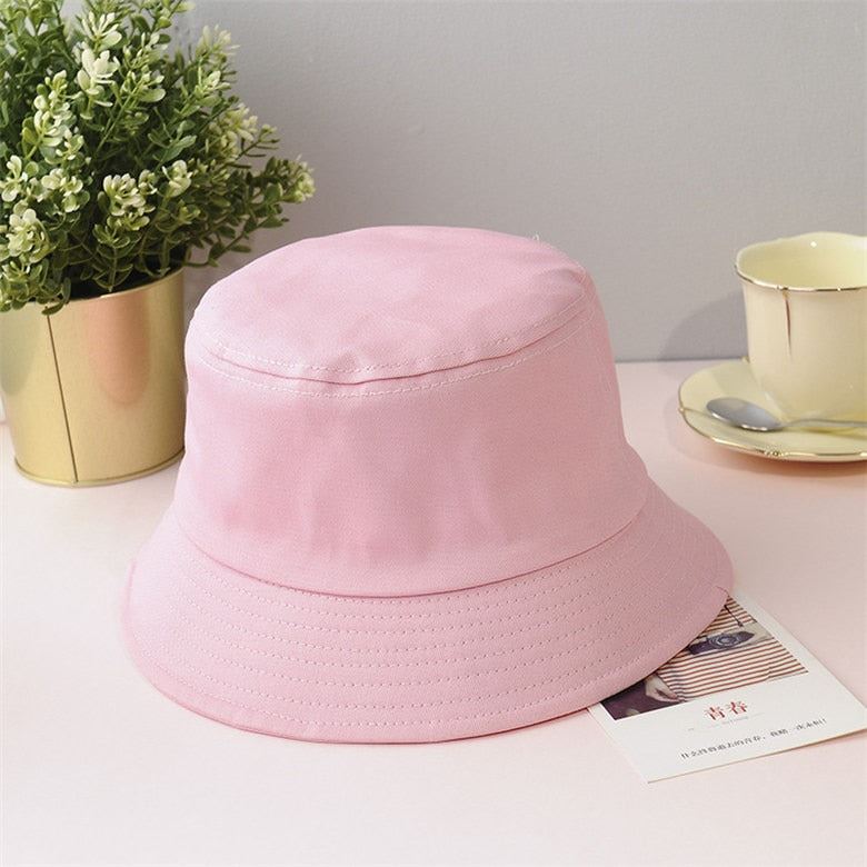 New Unisex Cotton Bucket Hats Women Summer Sunscreen Panama Hat Men Pure Color S