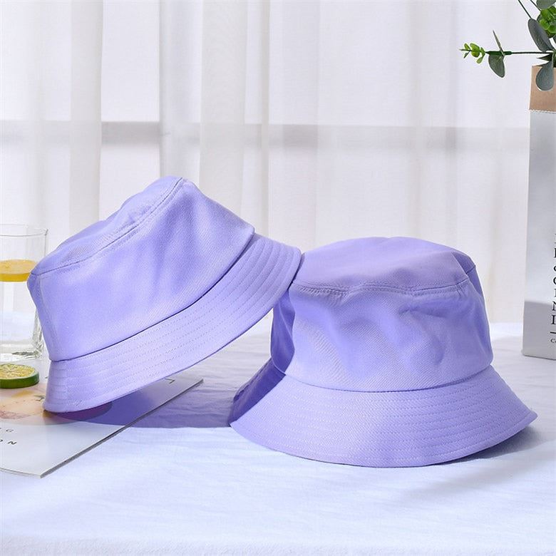 New Unisex Cotton Bucket Hats Women Summer Sunscreen Panama Hat Men Pure Color S