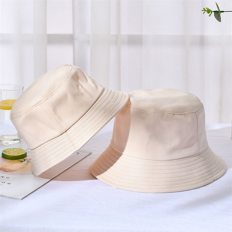 New Unisex Cotton Bucket Hats Women Summer Sunscreen Panama Hat Men Pure Color S