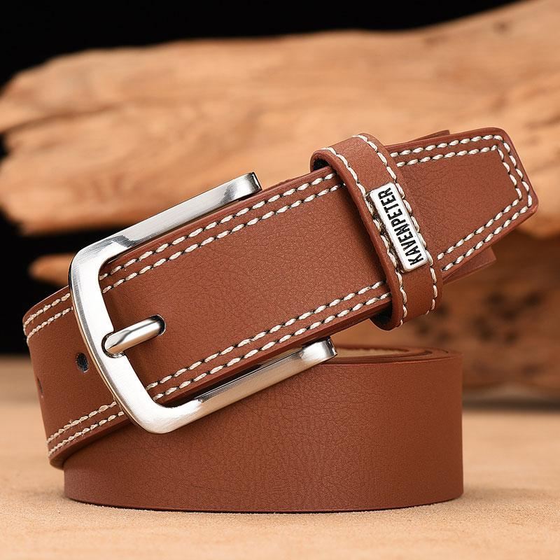 Men's Leather High Quality Classic Belt Alloy Pin Buckle Men's Matching Jeans Bu