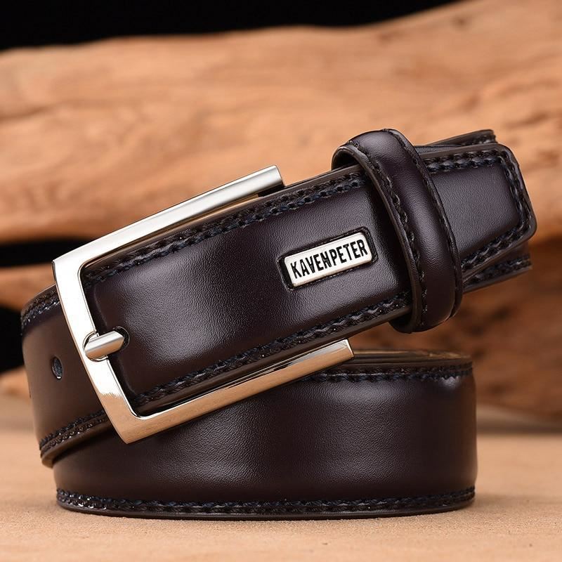 Men's Leather High Quality Classic Belt Alloy Pin Buckle Men's Matching Jeans Bu