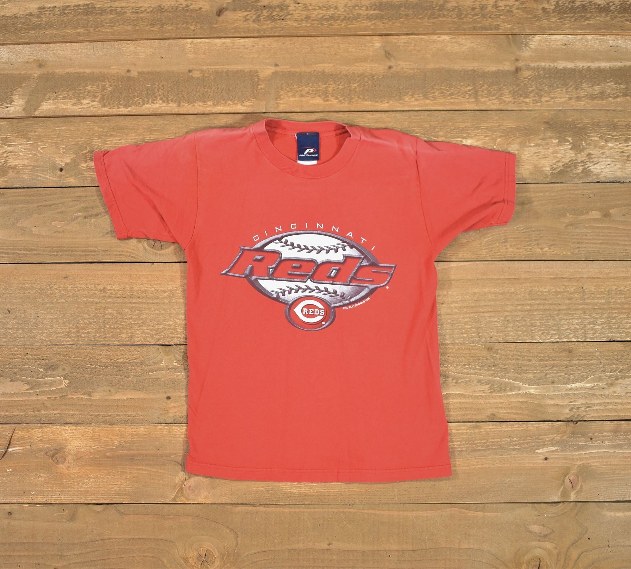 Cincinnati Reds MLB Baseball team t-shirt Small Pro Player 1998 Used 10 12 Kids