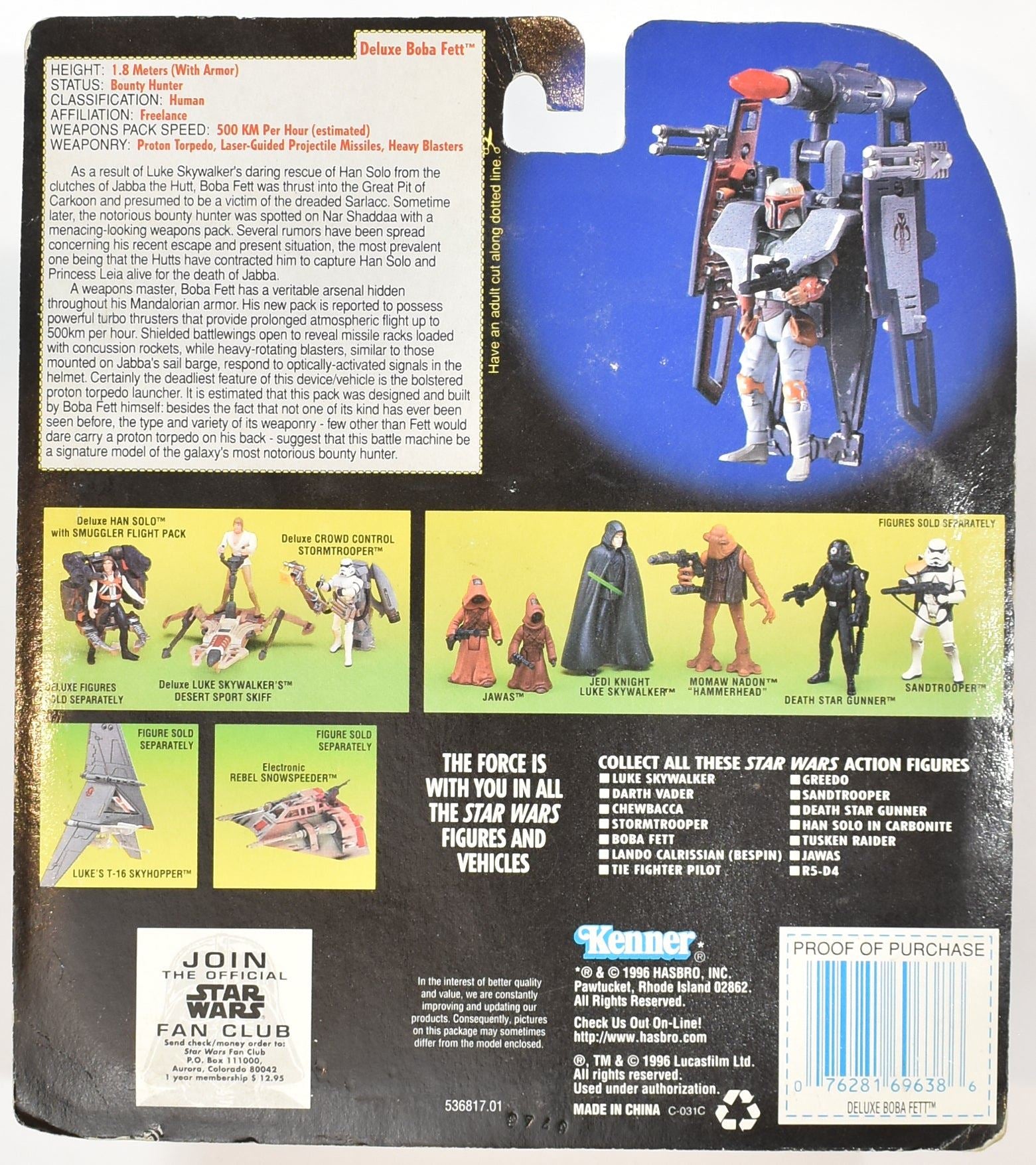 Star Wars Power of the Force Boba Fett Deluxe Wing Blast Rocket Pack