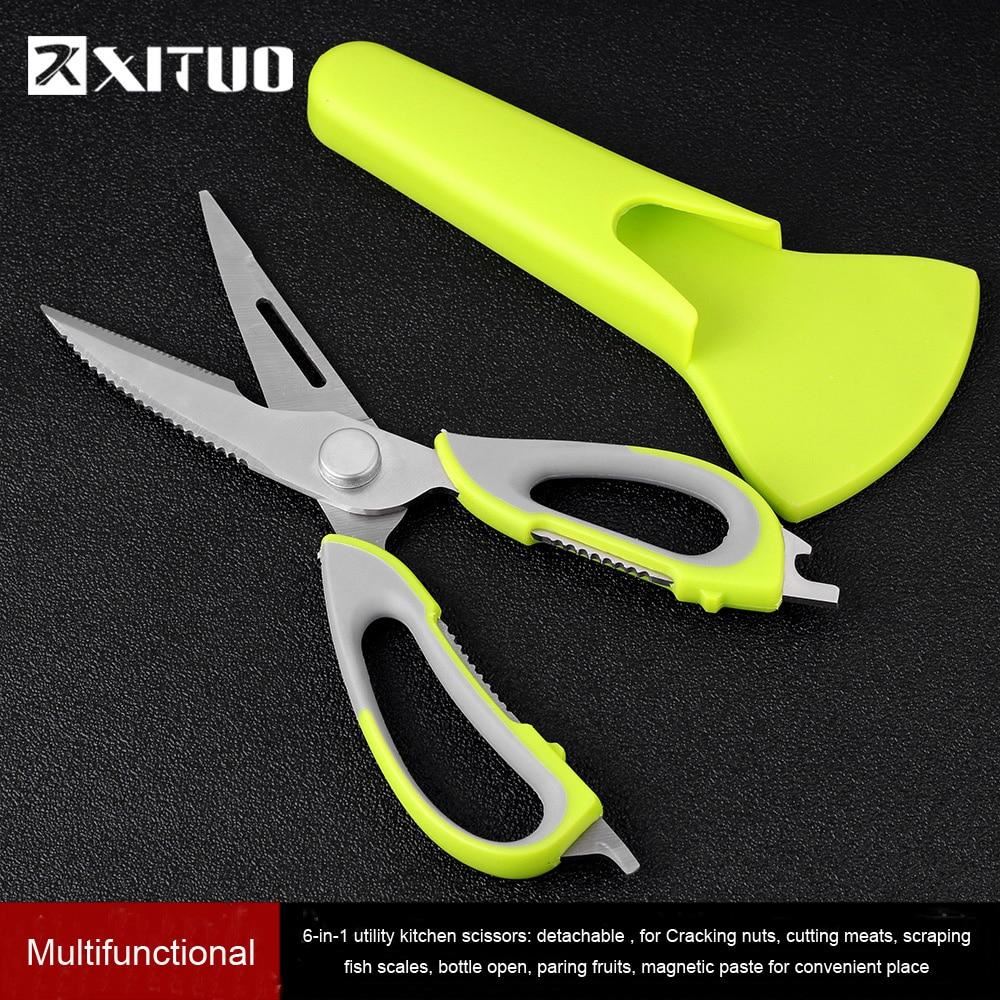 XITUO 7 In 1 Kitchen Scissors Magnetic Knife Seat Removable Stainless Steel Scis