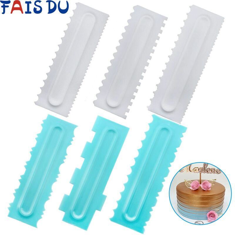 3Pcs/Set Cake Decorating Comb Smoother Cake Scraper 24 Design Textures Baking Pa