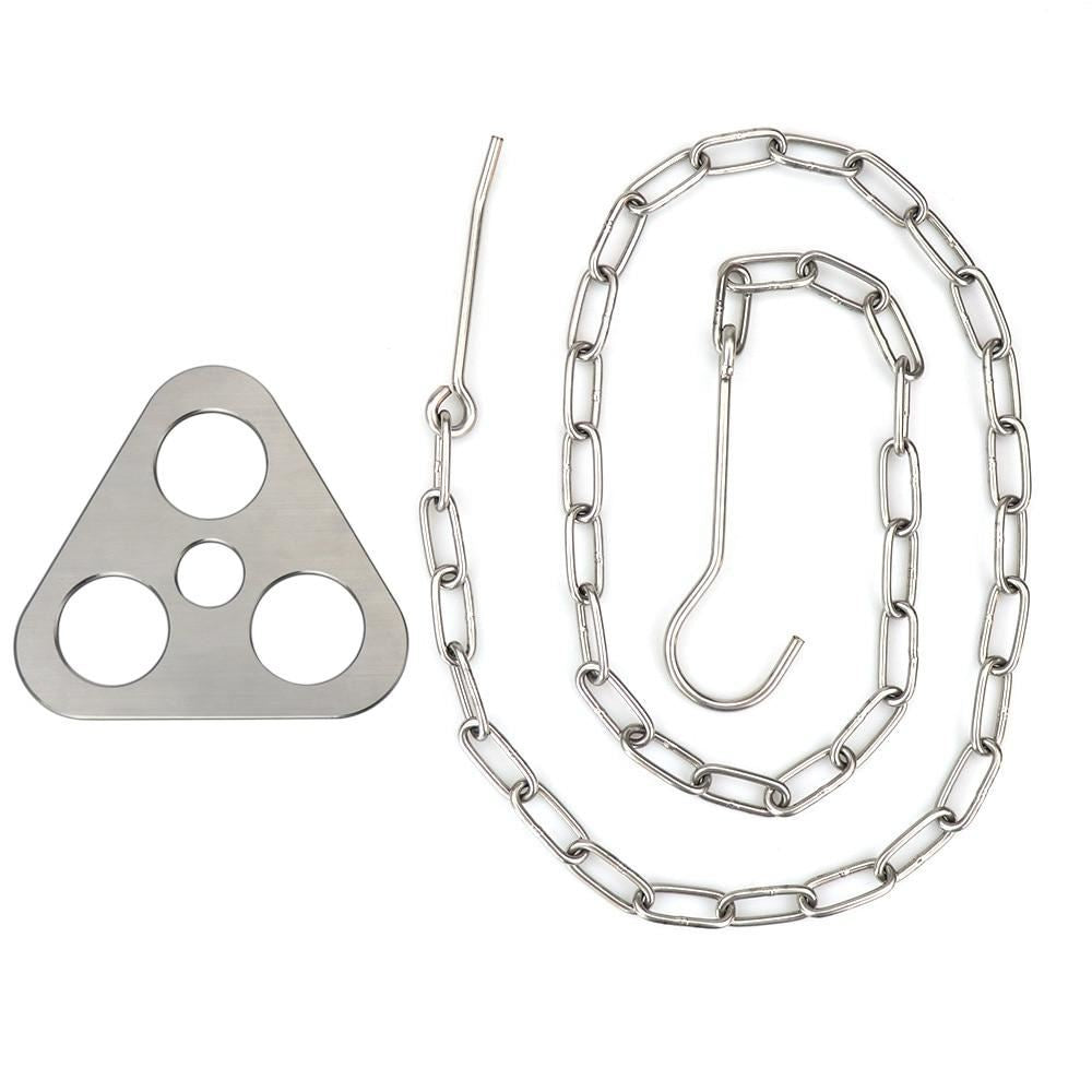 Outdoor Grill Hanging Pot Stand Set Stainless Steel Triangle Bonfire Rack Portab
